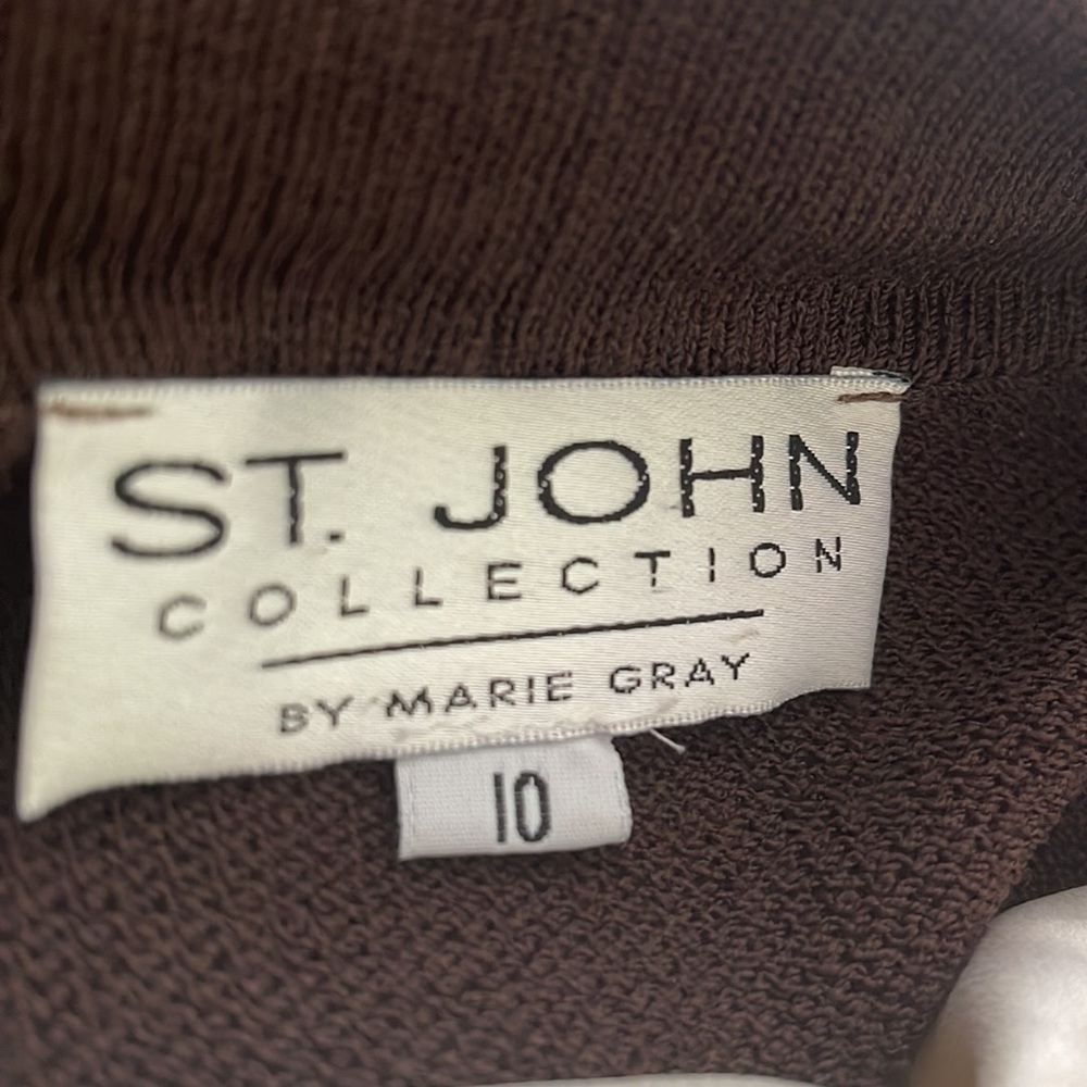 3 piece ST JOHN SUIT | Maggie Gray | Brown | SILK Blouse a treasure - Picture 11 of 13